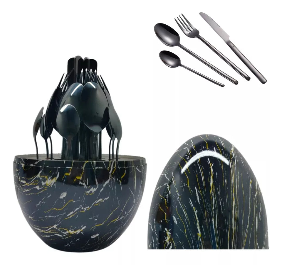 SET DE CUBIERTOS DE 24 PIEZAS EN FORMA DE HUEVO + ENVIO GRATIS 🎁