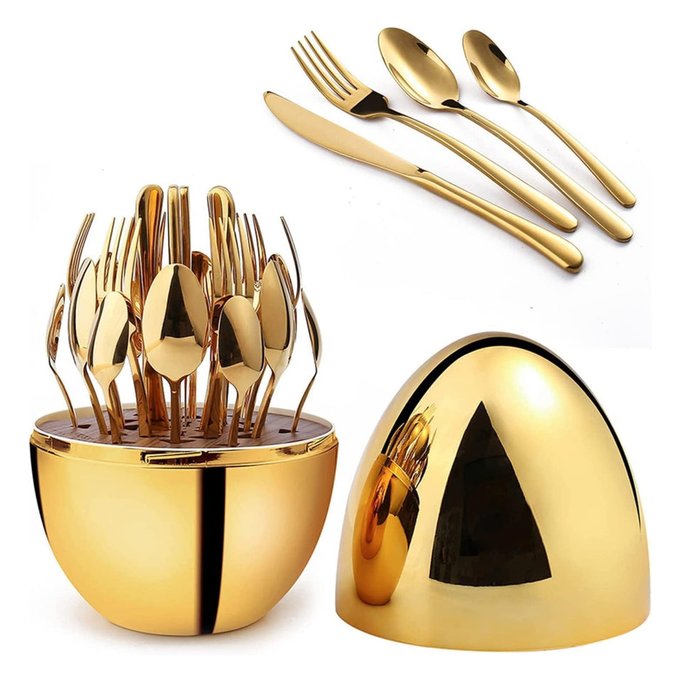 SET DE CUBIERTOS DE 24 PIEZAS EN FORMA DE HUEVO + ENVIO GRATIS 🎁