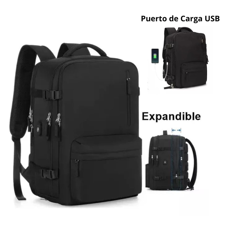 MOCHILA DE VIAJE CABINA AVIÓN CON ZAPATILLERO Y PUERTO USB