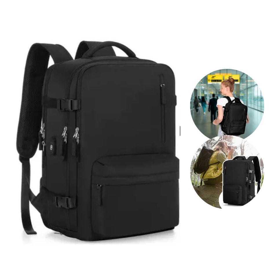 MOCHILA DE VIAJE CABINA AVIÓN CON ZAPATILLERO Y PUERTO USB