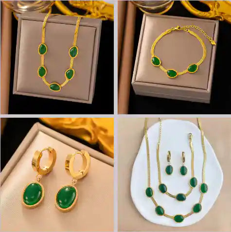 Juego De Joyas de Esmeralda 3 Piezas + ENVIO GRATIS