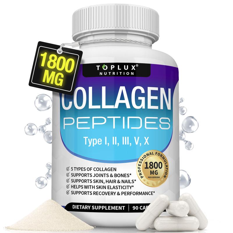 Colágeno Péptidos Toplux 1800 mg - 5 Tipos de Colágeno en 1 Solo + ENVIO GRATIS