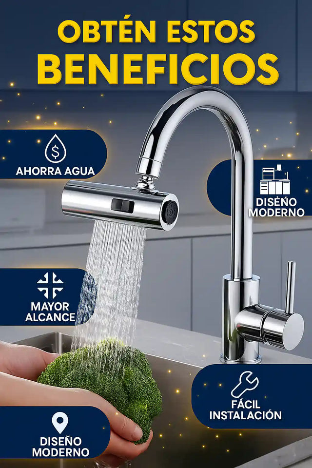 Adaptador de Grifo 360° Multifuncional 4 Salidas - PREMIUM Practicidad y Ahorro de Agua en tu Cocina
