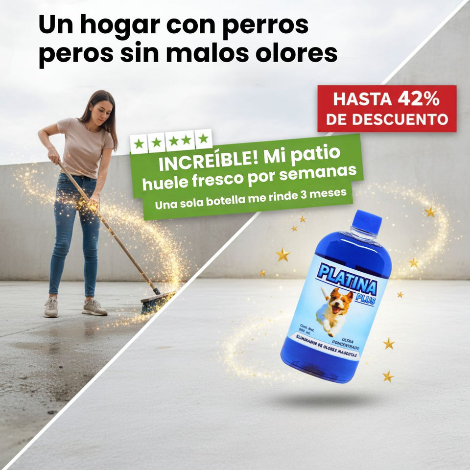 2 X 1 Eliminador de Olores Mascotas - ULTRA Concentrado - Platina PLUS - 500ml + ENVIO GRATIS