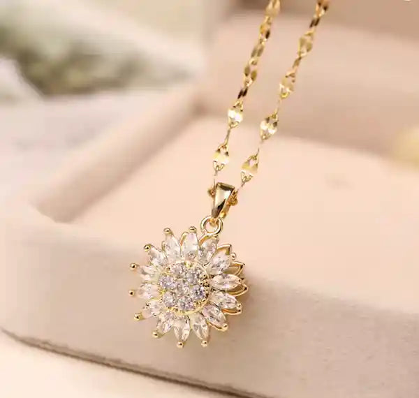 Regala este hermoso Collar Giratorio de Girasol - Para el dia de AMOR Y AMISTAD 😱50% DE DESCUENTO😱