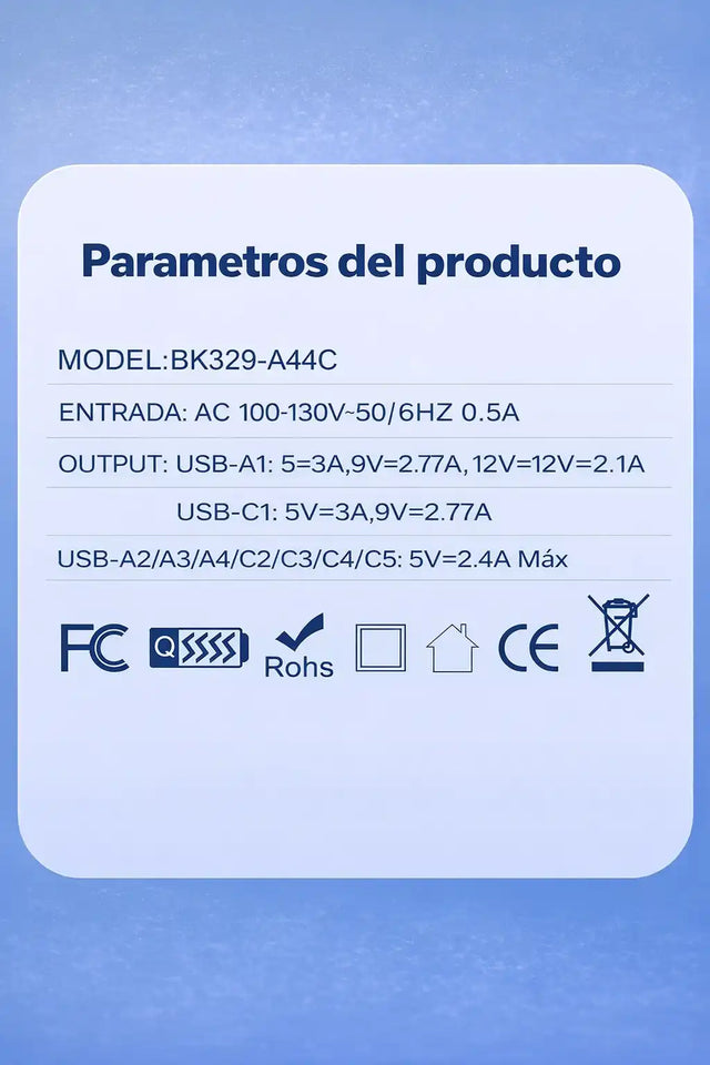 CARGADOR inteligente de 8 puertos con 4 puertos USB-C y 4 puertos USB-A para carga rápida, compatible con múltiples dispositivos, teléfonos, tabletas y más.