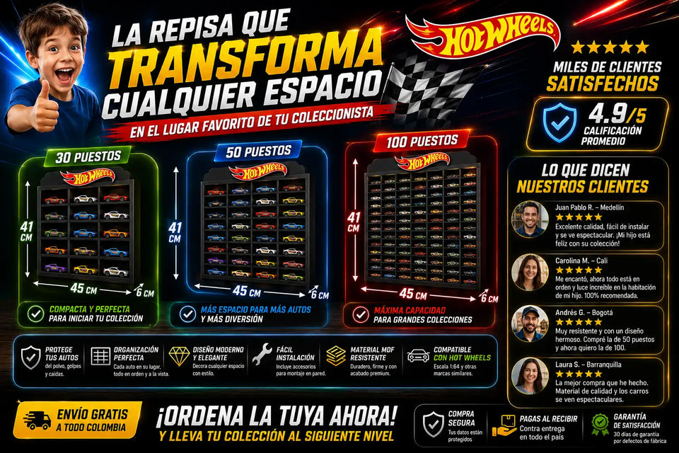 🚘Repisa Premium para Hot Wheels  Organiza, Protege y Exhibe tu Colección + envió gratis 🎁