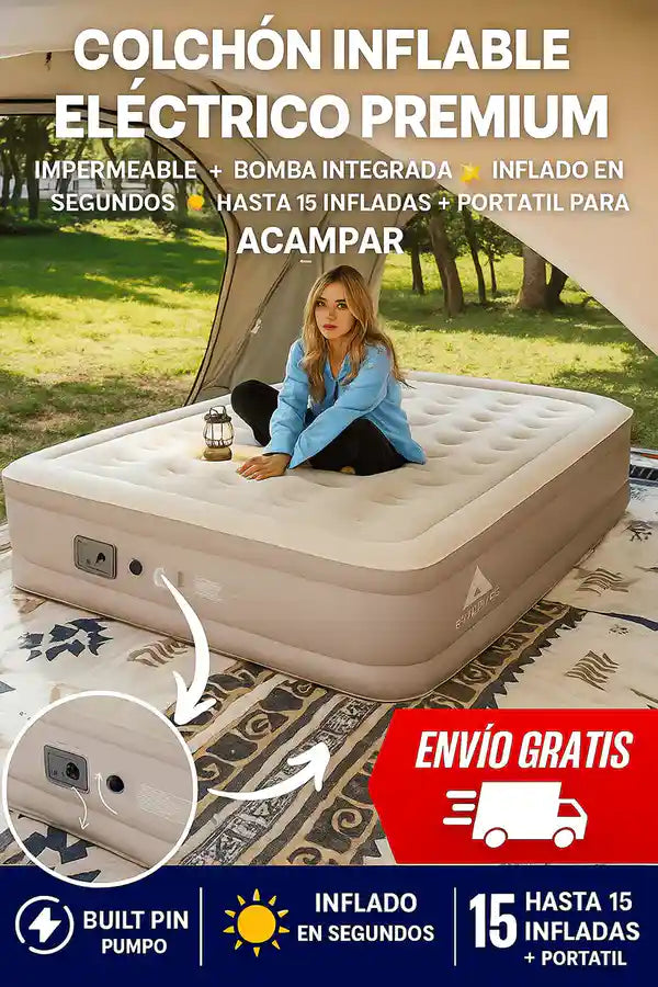 Super Oferta Colchón Inflable Eléctrico Premium (Impermeable + Bomba Automática) 🔥 | Envío GRATIS 🚚