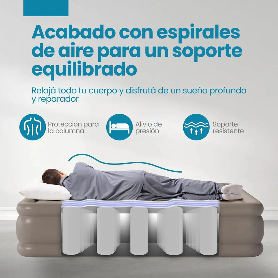 Super Oferta Colchón Inflable Eléctrico Premium (Impermeable + Bomba Automática) 🔥 | Envío GRATIS 🚚