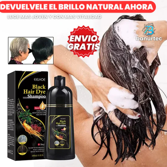Black Hair Dye™ Shampoo 3 en 1: Elimina Las Canas Y Devuelve El Tono Natural