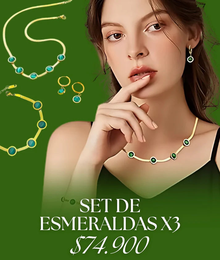 Juego De Joyas de Esmeralda 3 Piezas + ENVIO GRATIS