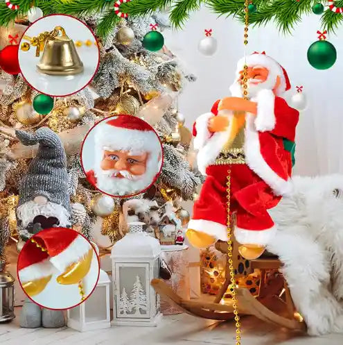 Papa Noel Escalador Decorativo Con Luces