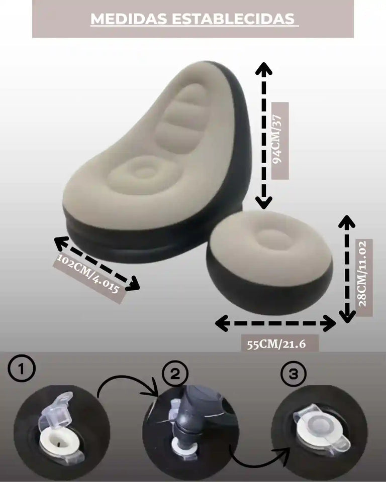 El único sofá inflable que combina estilo, confort y libertad total 3 en 1 Más Cómodo