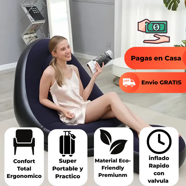 El único sofá inflable que combina estilo, confort y libertad total 3 en 1 Más Cómodo