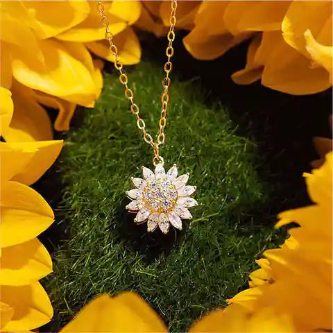 Regala este hermoso Collar Giratorio de Girasol - Para el dia de AMOR Y AMISTAD 😱50% DE DESCUENTO😱