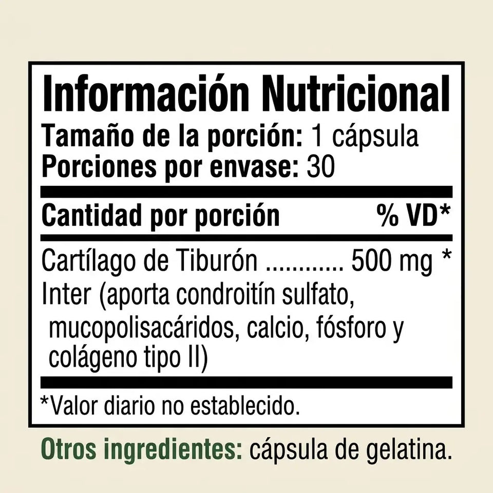 Cartilago de Tiburon Natural X 30 capsulas