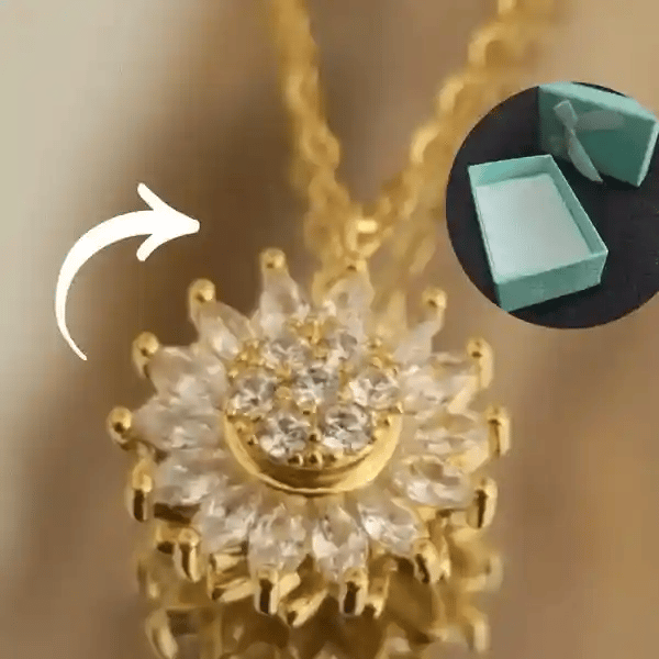 Regala este hermoso Collar Giratorio de Girasol - Para el dia de AMOR Y AMISTAD 😱50% DE DESCUENTO😱