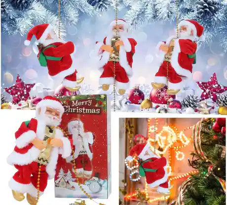 Papa Noel Escalador Decorativo Con Luces